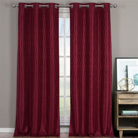 Pair Voyage Jacquard Thermal Blackout Curtain Panels With Grommets Set