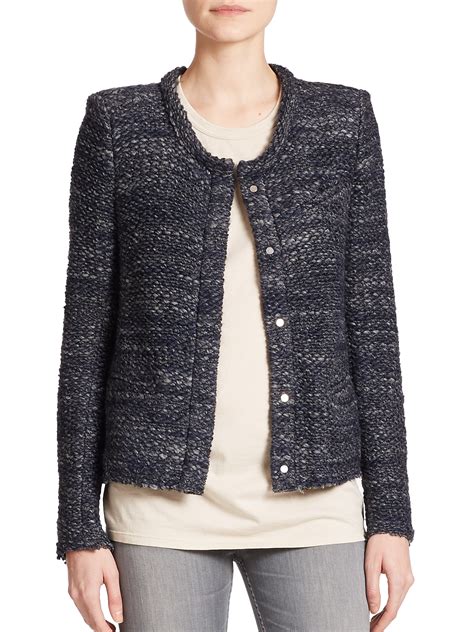 IRO Denim Carene Tweed Jacket In Navy Blue Lyst