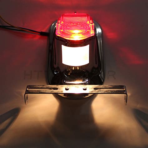 12V Motorcycle Bike Chrome Red Tombstone Brake Tail Light Signal For