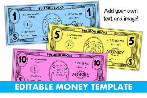 Free Printable Play Money Template for the Classroom - Worksheets Library