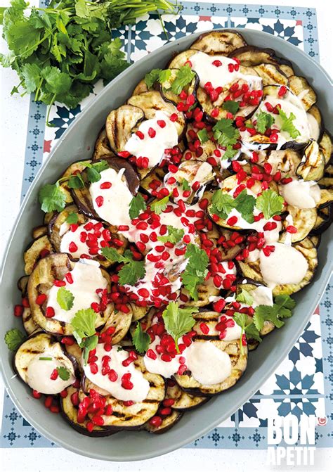 Geniet Van Gegrilde Aubergine Met Tahin En Granaatappel Bonapetit