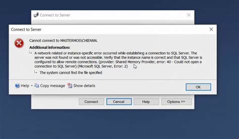 Can Not Connect To Sql Server C Ch X L L I Mastermos Education