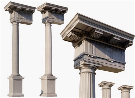 Mutulary Doric Two Column With Pedestal And Entablature D Model Cgtrader