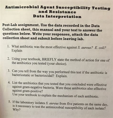 Solved Antimicrobial Agent Susceptibility Testing And Chegg