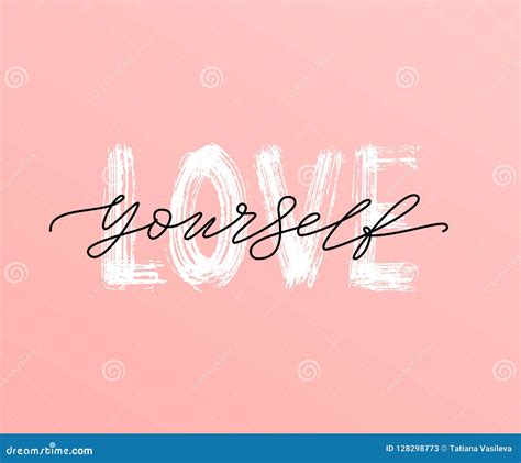 Love Yourself Quote Single Word Modern Calligraphy Text Print Vector