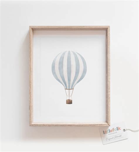 Blue Hot Air Balloon Print Vintage Nursery Decor Printable Etsy Canada