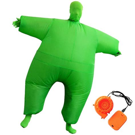 Green Adult Inflatable Fat Chub Mega Suit Blow Up Second Skin Costume Fancy Dress