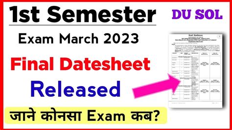 SOL First Semester Final Datesheet Released March Exam 2023 Sol 1st