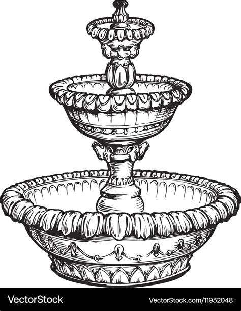 Vintage Fountain Sketch Royalty Free Vector Image