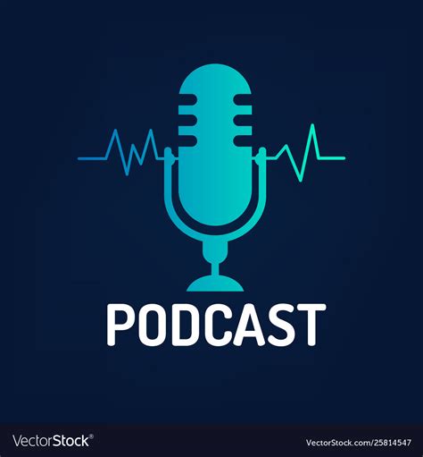 Logo Or Icon Podcast With Wave On Dark Background Vector Image