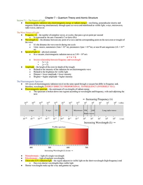 Chapter 7 Notes Chapter 7 Quantum Theory And Atomic Structure Section 7 The Nature Of