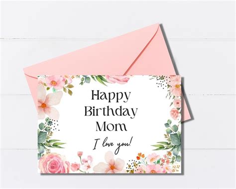 Happy Birthday Mom Printable Card Happy Birthday Card - Etsy