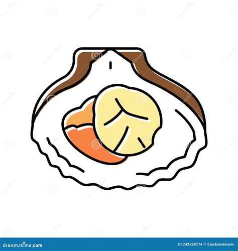 Scallops Seafood Color Icon Vector Illustration Stock Vector