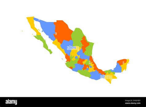 Mexico Political Map Of Administrative Divisions States And Mexico City Blank Colorful Vector