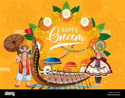 Onam Hindu harvest festival poster illustration Stock Vector Image ...