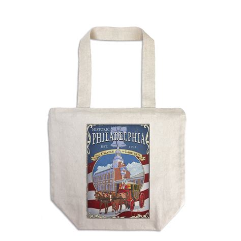 Historic Philadelphia, Carriage (100% Cotton Canvas Reusable Tote Bag