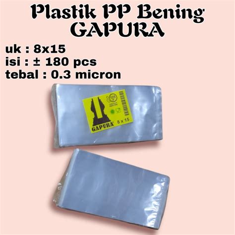 Kantong Plastik Bening Ukuran 8x15 Cm Isi 8 Pack 0 30 Micron Cap Gapura Plastik Pp Bening