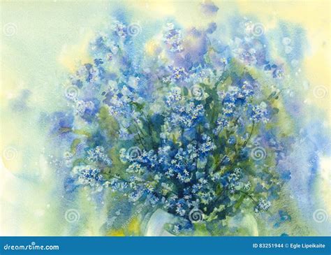 Forget-me-not Watercolor Background Stock Photo | CartoonDealer.com ...