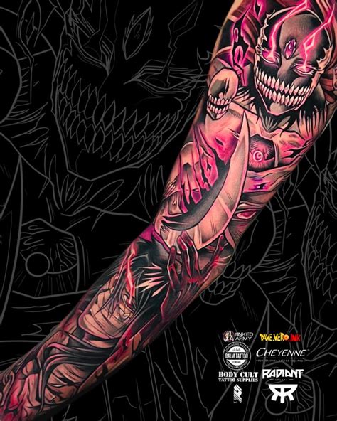 A Man S Arm Covered In Tattoos With Skulls And Flowers On The Side