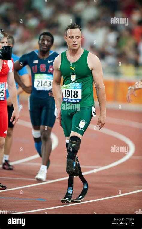 South African Paralympic Sprinter Oscar Pistorius Participates In The