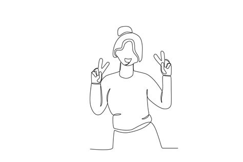 A woman poses a two-finger salute 27249595 Vector Art at Vecteezy