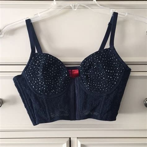 Navy Blue Beadedlace Bustier Lace Bustier Bustier Beaded Lace