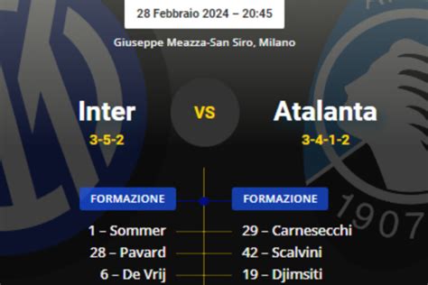 Le Probabili Formazioni Di Inter Atalanta Ultime News Inter