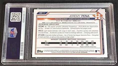 Psa Rc Jeremy Pena Yellow Refractor Rookie Bowman Chrome