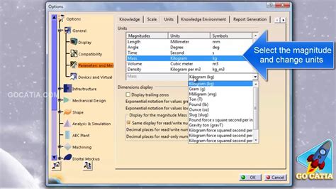 Catia Settings Parameters And Measure Units Youtube