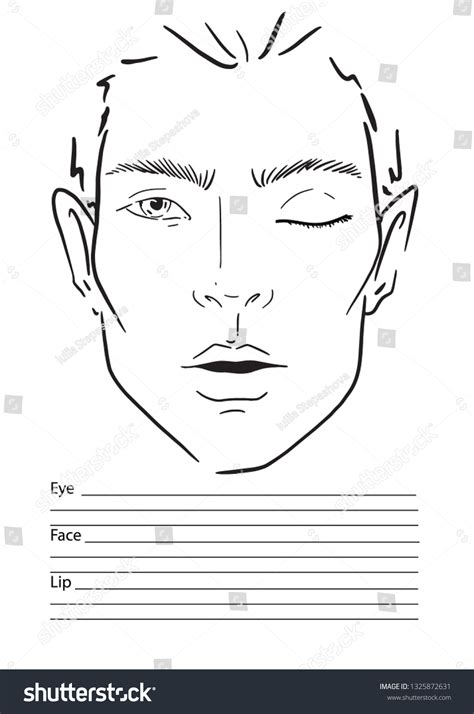 Face Chart Makeup Artist Blank Template 库存矢量图（免版税）1325872631 Shutterstock