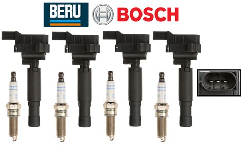 OEM Ignition Coil Spark Plug Double Platinum 4sets Beru For Mercedes