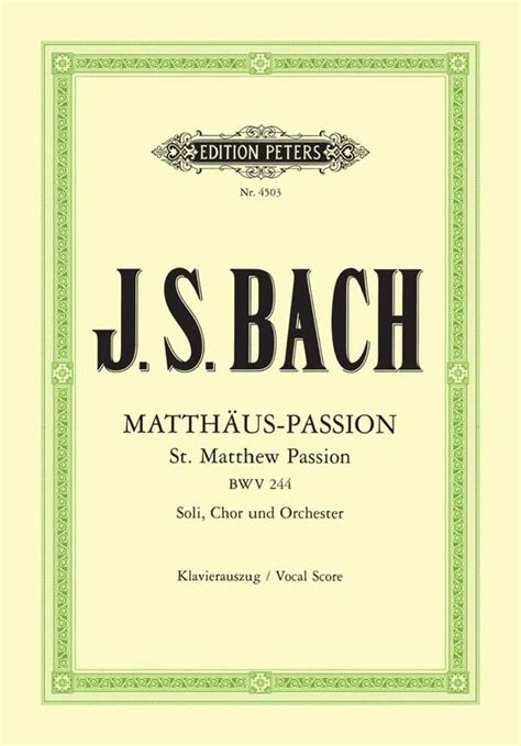 Matth Us Passion Bwv J S Bach Noten F R Gemischten Chor Ep