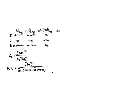 Solved Consider The Reaction N2g O2g — 2no Kc 010at 2000c