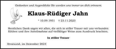 Traueranzeigen Von Klaus R Diger Jahn Trauer Anzeigen De