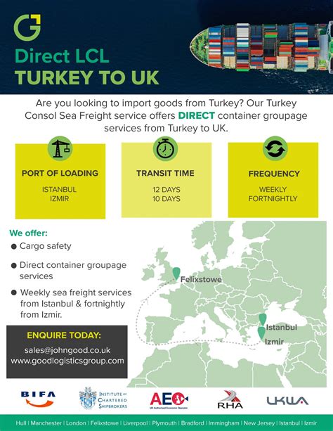 Shipping lightweight 20’s ex Turkey - Denholm Good Logistics