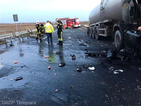 Accident pe autostrada A1 O autocisternă cu bitum fierbinte a fost