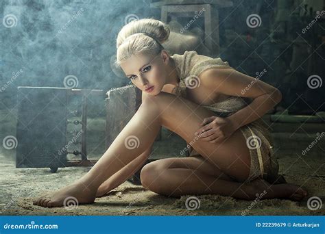 Blonde Model In A Vintage Interior Stock Image Image Of Legs Blond