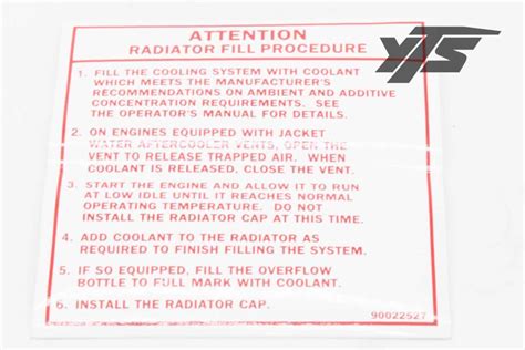 Kalmar Ottawa Decal Radiator Filling 90022527