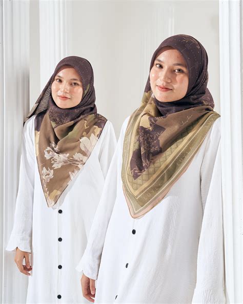 Tudung Bawal Cotton Voile Aidilfitri Hearty Brown Kualiti Designer