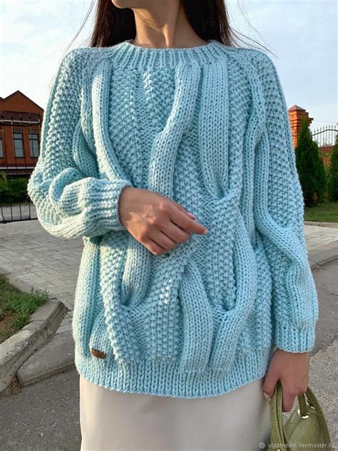 Свитеры: Длинный свитер женский объемный цвета мята в наличии ...