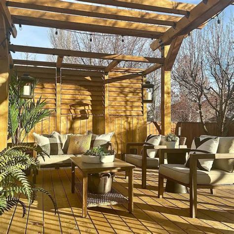 Stained Pergola With Wood Patio Furniture Soul Lane