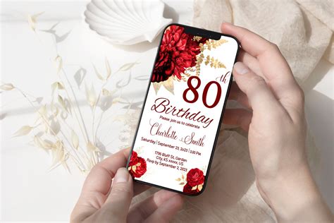 80th Birthday Invitations Woman 80th Birthday Party Invitation Etsy