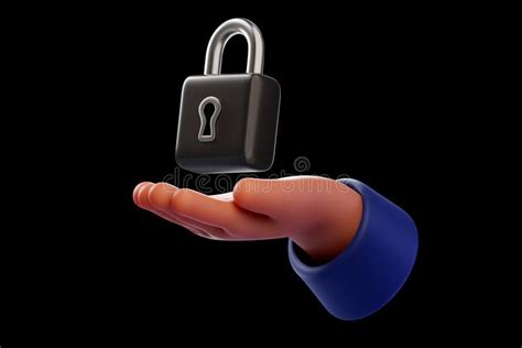 D Human Hand Holding A Lock Padlock Icon Cyber Security Network