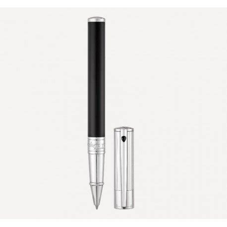 Stylo Roller Dupont D Initial Laqu Noir Chrome