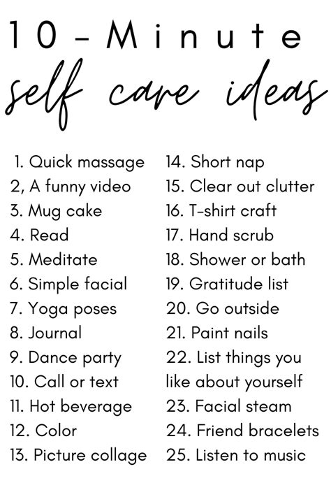 10 Minute Self Care Ideas Artofit