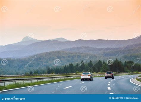 Car driving on the highway stock image. Image of asphalt - 124607973