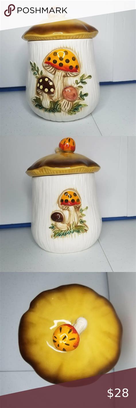 Vintage Merry Mushroom Sears Roebuck Medium Ceramic Canister Tall