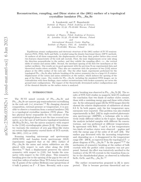 Pdf Reconstruction Rumpling And Dirac States At The Surface