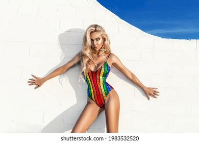 Elegant Sexy Woman Colorful Bikini On Stock Photo Shutterstock