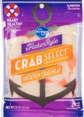 Kroger Crab Select Imitation Crab Meat Flake Style 8 Ounces Kroger